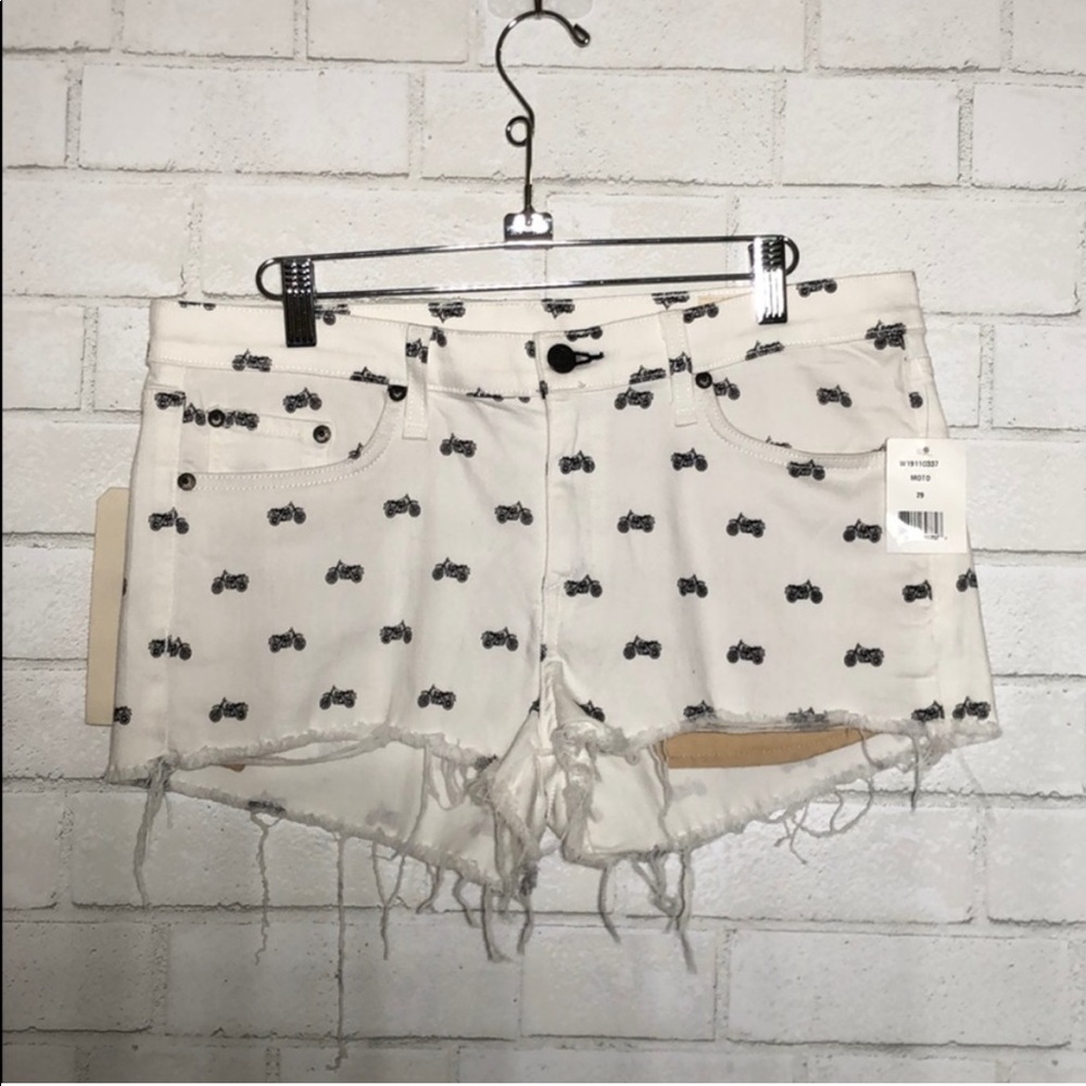 Rag & Bone White Mila Bicycle Motorcycle Shorts 28